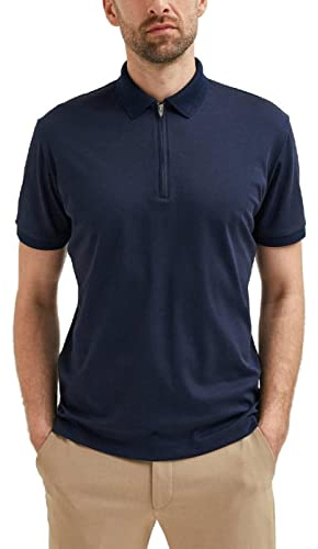 SELECTED HOMME pikétröja för män dragkedja, Sky Captain, L