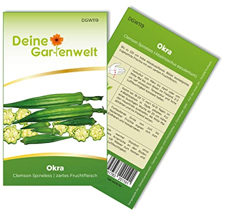 Okra Clemson Spineless Samen - Abelmoschus esculentum - Okrasamen - Gemüsesamen - Saatgut für 10 Pflanzen