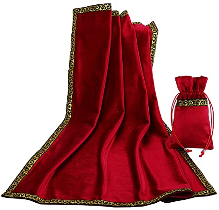 BLESSUME Tarot-Tischdecke Wicca Wicca aus Samt mit Tarotbeutel, One Size (Rot 1)