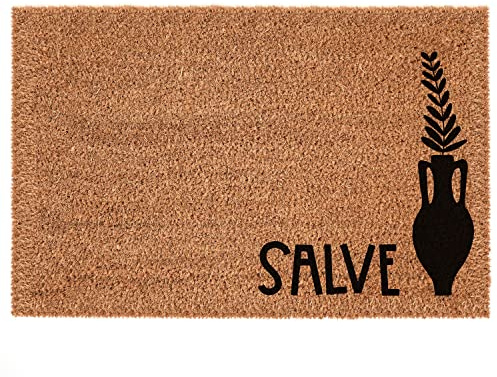 Interluxe Kokos-Fußmatte - Salve - Türmatte mit lateinischer Begrüßung - Kokosmatte 100% hochwertige und schwere Qualität (40 x 60 cm)