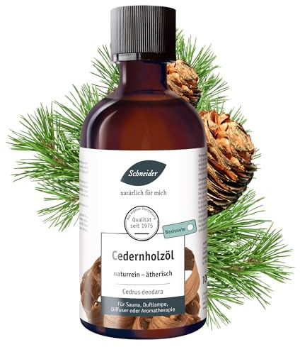 Saunabedarf Schneider Cedernholzöl – Zedernholzöl – ätherische Ölmischung naturrein – 100 ml Inhalt – wohltuend