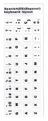 Etiqueta engomada de Repuesto para Teclado de Color Blanco, respetuosa con el Medio Ambiente, respetuosa con la Piel, a Prueba de Polvo, para el hogar, Viajes y la Oficina para (Blanco español)