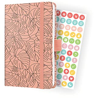 SIGEL J4352 Wochenkalender Jolie 2024, Rose Monstera, ca. A6, Hardcover, Gummiband, Stiftschlaufe, Einstecktasche, 174 Seiten, aus nachhaltigem Papier, Terminplaner