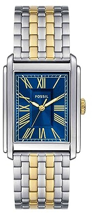 Fossil Men's Carraway Quartz Stainless Steel Three-Hand Watch, Color: Gold/Silver/Blue (Model: FS6010)