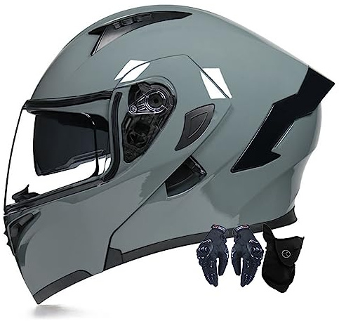 Motorradhelm Motorrad Klapphelm Für Männer Und Frauen Mit Doppelscheib Vollgesichts Motorrad Rennhelm DOT/ECE-Zugelassener Moped Street Racing Motocross Helm 3,XXL:63-64CM