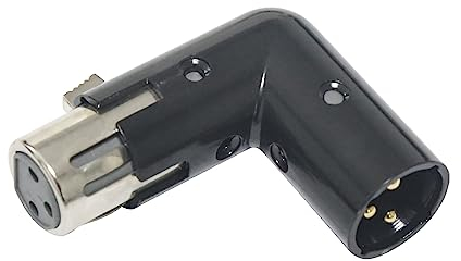 wecan 3-Pin XLR 90 Degree Adapter, Adjustable Male to Female Right Angle XLR Adapter for Dmx Cable Black