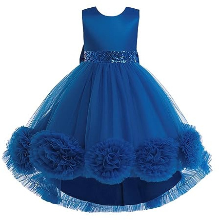 Lito Angels Girls High-Low Flower Girl Dress, Royal Blue, Age 5-6 Years