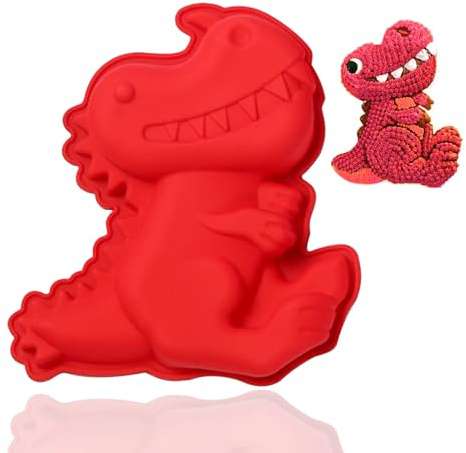 Dinosaurier Kuchenform Cartoon Silikon Kuchenform Für Geburtstag Dinokuchen Dinotorte Party Kindergeburtstag(Rot)