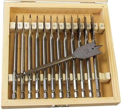 Juego Brocas de Pala 6-25mm. Para Madera 13 Unidades en Estuche