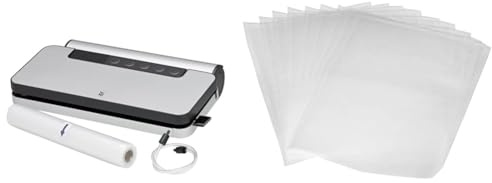 WMF Lono Vakuumiergerät 90 W, Folienschweißgerät mit abnehmbarer Folienbox & Amazon Basics Vakuumierbeutel 22cm x 30 cm, 50 Stück