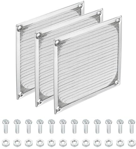 PATIKIL 120mm Computer Fan Filter Grill with Screws, 3 Pack Aluminum Frame with Stainless Steel Mesh Dustproof Case Cover for Computer, Fan, Silver Tone