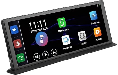 Estéreo Portátil para Automóvil y Android Auto, Receptor de Radio para Automóvil con Pantalla Táctil y Función Bluetooth WiFi ADAS, Cámara de Respaldo 1080P, Cámara de Tablero 4K