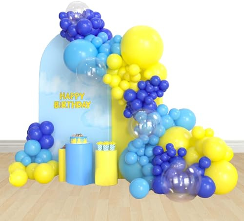 Geburtstags Party Dekorationen Luftballons Girlanden Bogen Geburtstags Partyzubehör Blau Gelb Hellblau Latex Ballon Bogen Party Dekorationen