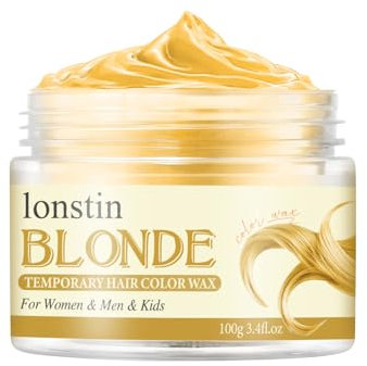 Couleur de cheveux temporaire lavable, couleur de cire de cheveux temporaire cire cheveux naturels baume pour les femmes et les hommes partie cosplay Halloween Noël (Or, Or)