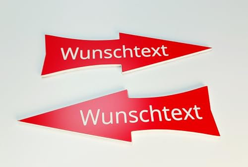 Pfeil Schild mit eigenem Text - Wunschtext Wegweiser - Verschiedene Größen - Wetterfest - Pfeilwegweiser (Rot)