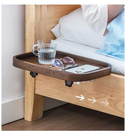 Kleiner Couchtisch Nachttischregal aus Holz for Bett und Etagenbett, Regal, Tablett, Tisch, Caddy, Etagen-Organizer, Klemme am Regal for Etagenbett im Studentenwohnheim Kleiner Couchtisch(Bruin)