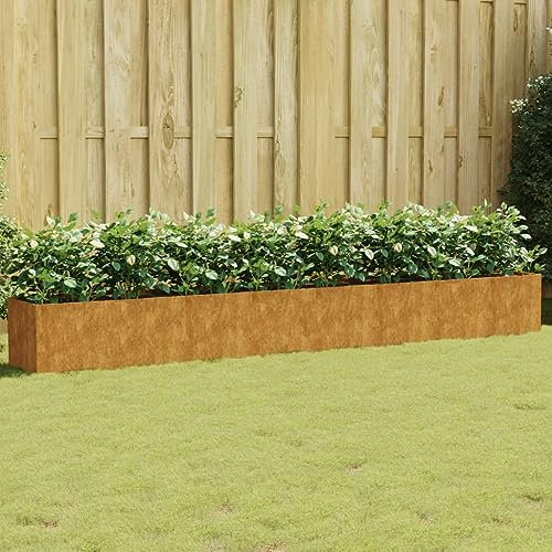 Cinyiqo Lit surélevé de Jardin 360x40x40 cm Acier corten,Bordure Pierre,Kit Gabion,Gabion Jardiniere