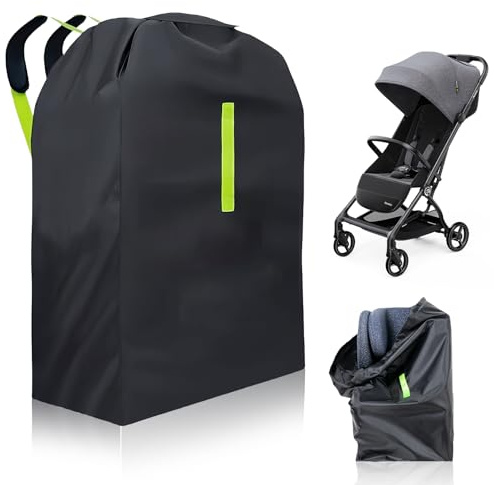 WANDGU Borsa per il trasporto per passeggino: grande borsa per passeggino 600D per viaggi in aereo, robusta borsa da viaggio impermeabile, 120 x 63 x 43 cm, Nero , unisex