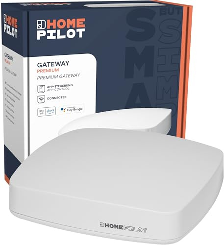 HomePILOT Gateway premium, smart-hemmacentral inklusive app och röststyrning (Alexa, Google Assistant-kompatibel), kontroll för smarta hempilotenheter (rullgardiner, uppvärmning, belysning och mycket