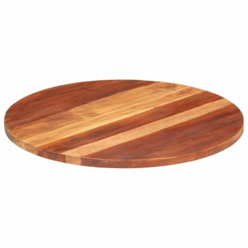 Myheimly Tischplatte Massivholzplatte Holzplatte Ersatztischplatte Holz Platte für Couchtisch Beistelltisch Rund massives Sheesham-Holz,70 cm 25-27 mm