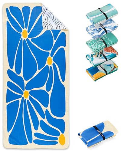 Fit-Flip Strandtuch XXL aus Mikrofaser - leicht und schnelltrocknend - 100% recyceltes Strandhandtuch - kompaktes Handtuch zum Baden - Badetuch (Groovy Flowers 160x90cm)