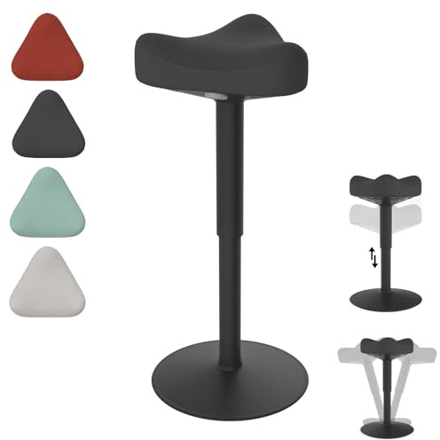 Froadp Kontorspall, ergonomisk pall, ståpall justerbar höjd 47–65 cm, gungpall halkfri, för vardagsrum, bar, kontor, svart