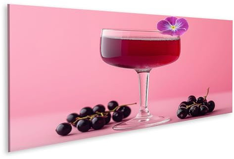 islandburner Prime Bild auf Leinwand Cocktailglas mit Kirschen und Veilchen auf rosa Hintergrund Bilder Wandbilder Poster