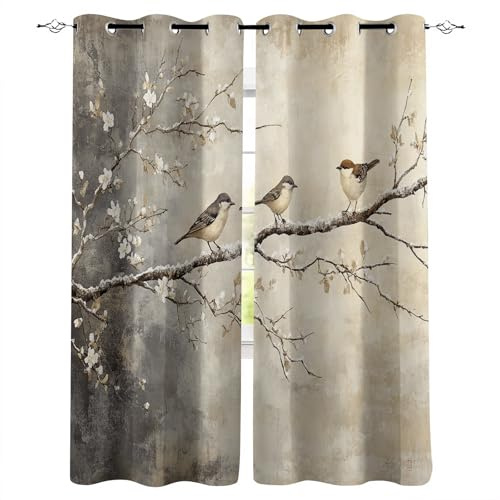 Genérico cortinados Quarto 160X140cm(HxB) Árboles De Invierno Cortina Opaca termica Aislante Cortinas Estampadas Opacas de poliéster con Ojales para Ventanas de salón Moderno A263-1474