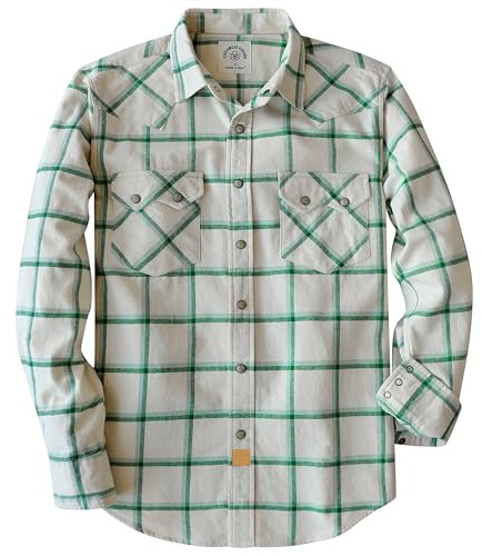 Dubinik® 6.3 oz Flanellhemd Herren Langarm Western Hemd Mit Druckknöpfen und Doppelten Brusttaschen Für Lässigen Komfort