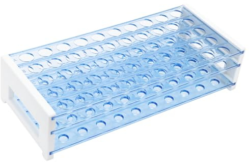 BorinGlass Reagenzglasständer für 50 Plätze für 16mm Außendurchmesser-röhren, Stabiler Kunststoff-labororganisator