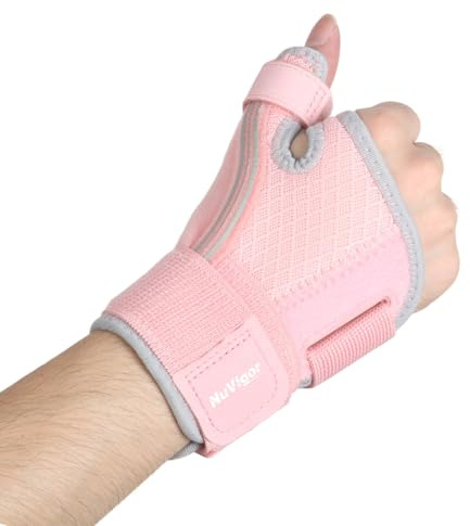 NuVigor Thumb Splint for Right & Left Hand, Wrist and Thumb Supports for Arthritis, Adjustable Finger and Hand Support, Thumb Brace for Arthritis, Tendonitis, Carpal Tunnel Pain Relief,Thumb Sprain