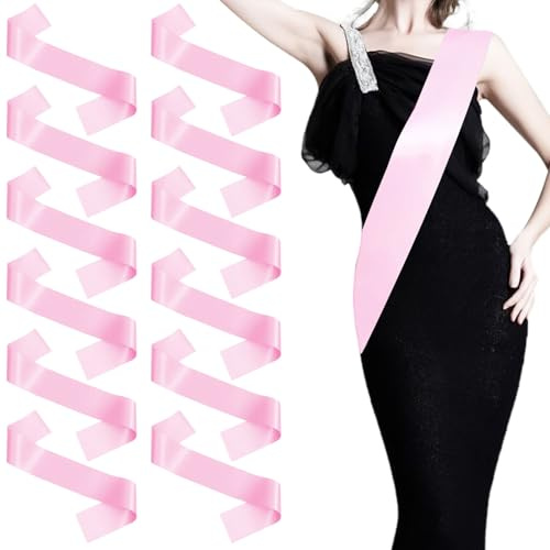 ZOCONE 12 Piezas Bandas Rosa para Fiesta Banda Cumpleaños de Saten Fajas Despedida Soltera Bandas Graduacion Pack DIY para Boda Tema Bride Cumpleaños Fiesta Graduacion