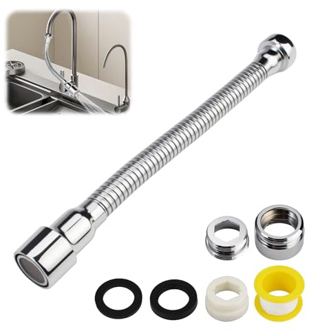 Wasserhahn Verlängerung Küche 22cm Wasserhahn Aufsatz | 360° Schwenkbarer Spritzkopf, Verlängerung Wasserhahn mit Adapter, Wasserhahnverlängerung für Küchen, Bädern, Bars, Toilette