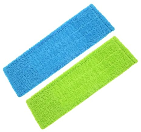 Beatifufu 2 pièces Serpillière Épaisse Recharge Balai Réutilisable Franges de Remplacement pour Balai Laver Sol Microfibre Absorbante pour Nettoyage Ménage Vert Bleu