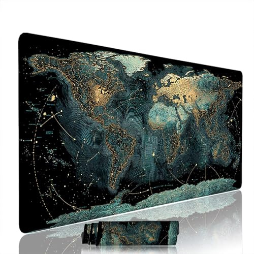 Tapis de Souris Abstrait sous Main Bureau Tapis de Souris Gaming XXL 1200x600x3mm Mouse Pad Caoutchouc Carte Monde Grand sous Main Gamer Accessoires PC Imperméable, pour Clavier Ordinateur w-9059