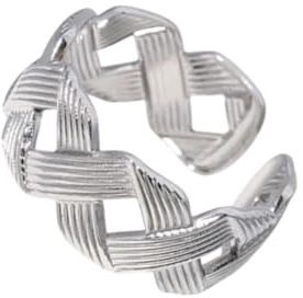 Positiva Jewelry Damenring aus Edelstahl – Geflochtenes Design – Verstellbare Größe – Wasserbeständig & Langlebig – Moderner, eleganter Schmuck für Alltag & Geschenk