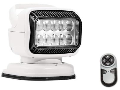 GO Light Radioray 79004GT LED Spotlight – Permanent Magnetic Mount, Wireless Handheld Remote, White Housing | Heavy-Duty Work Light for Trucks, RVs, Marine & Utility Vehicles