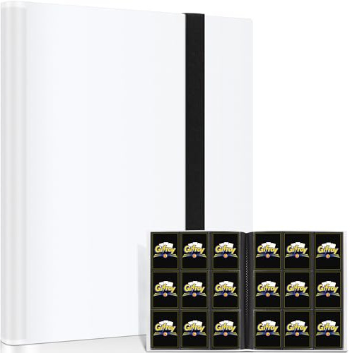 Gifray 9-Pocket Side-Loading Trading Card Binder – White – Holds 360 Cards, Album for Trading Card Games, Sports & Gaming, Birthday Gift | PP Waterproof & Dustproof, Thick Clear Scratch-Resistant Pages, for Trading & Sports Cards Collection, with Strap & Labels