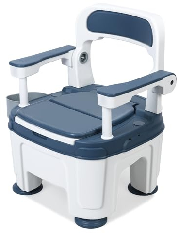 feneihe Commode Toilet Chair for Adults & Elderly, 400KG Capacity Portable Toilet with Padded Seat & Bucket, Adjustable Raised Toilets Seat, Shower Chair & Bedside Commode, Multi-Use as Camping Toile