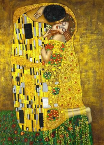 Puzzles for Adults,Jigsaw Puzzles for Adults 1000 Pieces Puzzle Home Challenging Educational Games DIY Home Decoration Puzzle Gifts,Tema:El Famoso Beso de Klimt