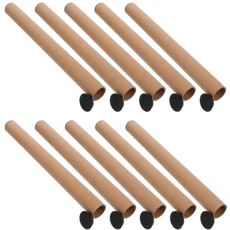 Tofficu 10 Stück Kraftpapierröhren 40cm mit Deckel Versandrollen aus Robustem Kraftpapier für Poster Dokumente und Kunstwerke Versand und Aufbewahrungsröhren für Büro und Bastelbedarf