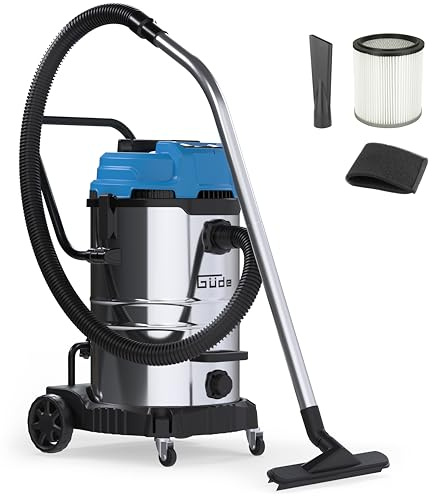 Güde GNTS Aspirateur Sec et Humide 3-60 l – 230 V, 3600 W avec 3 Moteurs électriques, dépression 190 millibar, réservoir en Acier Inoxydable de 60 l, Nettoyage du Filtre, Tuyau d'aspiration en métal