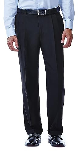 Haggar E Clo Repreve Stria Kostymbyxor, herr, klassisk passform, platt framsida, Svart, 44W / 32L