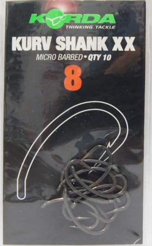 KORDA Kurv Shank XX Haken, extra starke Drahtstärke für extremes Karpfenangeln und große Fische, zuverlässiger Halt im Fischmaul, 10 Stück