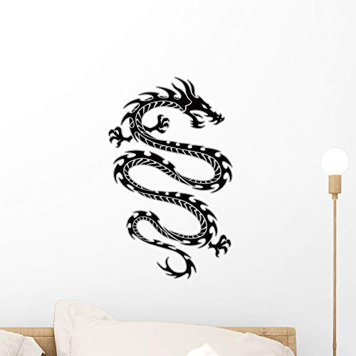 Wallmonkeys Tribal Dragon Tattoo Wall Decal Peel and Stick Animal Graphics (18 in H x 15 in W) WM497434