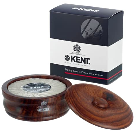 Kent SB6 Dark Wood Shaving Bowl with soap