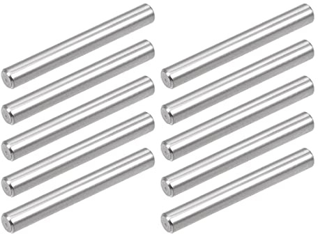 sourcing map 10 Stück 5mm x 40mm Passstift Unterstützung Silberton | 304 Edelstahl, Zylinderstift Passstifte Stützregale für Heringe Regale Silberton