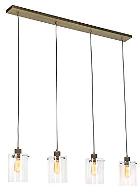 Qazqa Esstisch Skandinavisch, Modern Pendelleuchte, Pendellampe - Dome - Bronze, 4-flammig, 120cm, Ideal als Esszimmerlampe und Wohnzimmerlampe