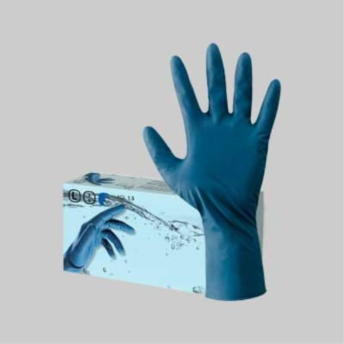 AJSIA - Guanti in Lattice MONOUSO High Risk Colore Blu 50PEZZI Super Resistenti (Tg:S,M,L,XL,XXL) (TG.M)