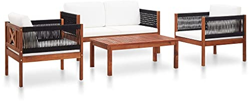 vidaXL Akazienholz Massiv Gartenmöbel 4-TLG. Gartengarnitur Sitzgarnitur Sitzgruppe Gartenset Lounge Garnitur Gartensofa Stühle Couchtisch